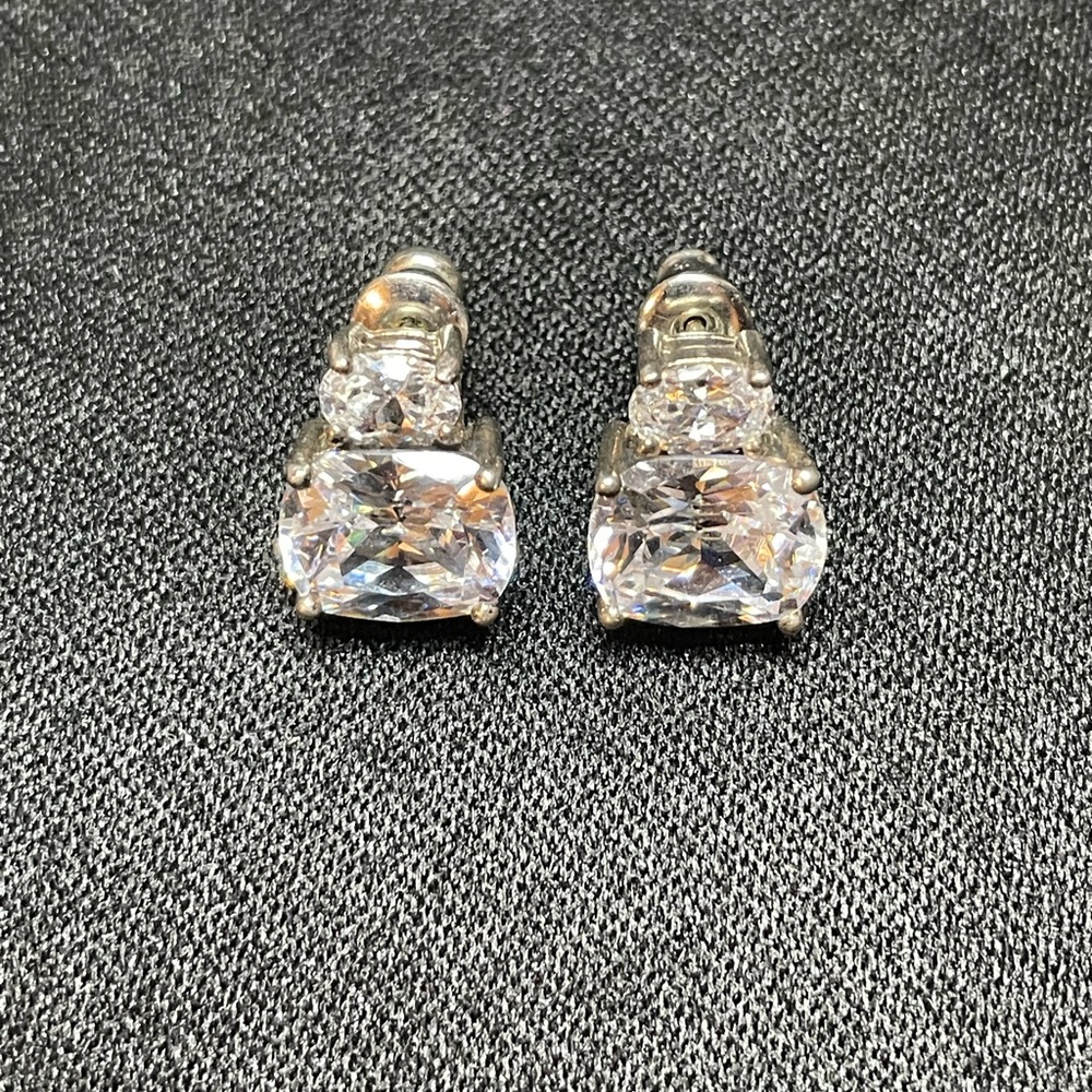 Avon 925 Silver Cushion Cut Cubic Zirconia Stud Earrings, Mint condition
